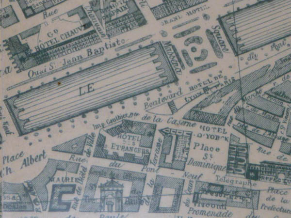 Фото 1. Так выглядела Ницца середины Х1Х века на старинных картах (в центре – отель Этранжер, к которому прибыл Гоголь в конце ноября 1843г.)