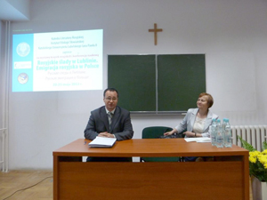 На конференции «Русские следы в Люблине»: Павел Трибунский и зав. кафедрой русской литературы Анна Возьняк