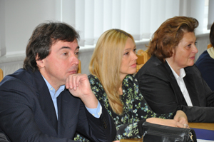 На встрече (слева-направо): В. Дударев, С. Романова, И. Царева