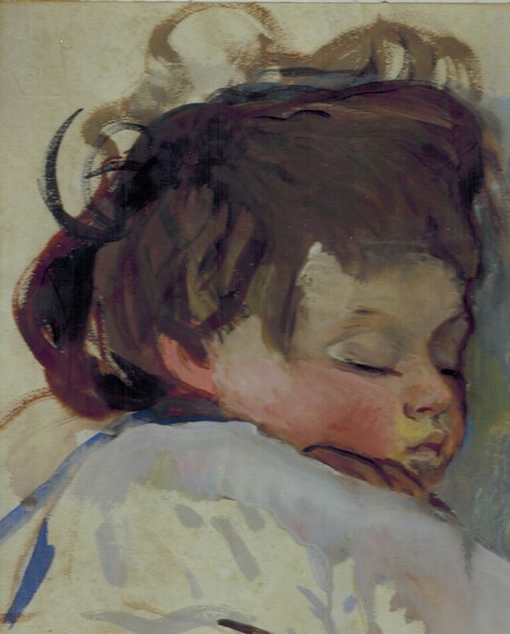 Зинаида Серебрякова. Спящий ребенок (Тата Серебрякова). [1910-е гг.] Бумага, акварель 