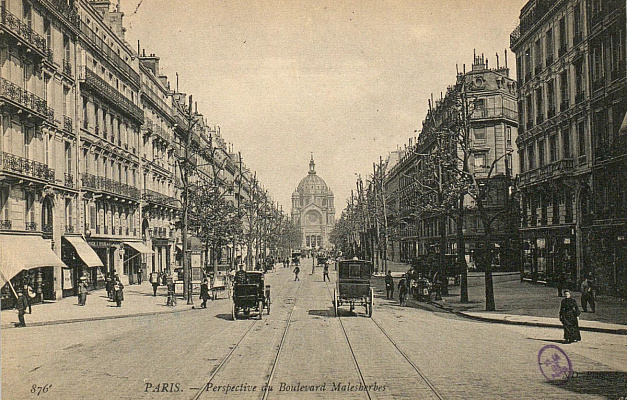 Вид на бульвар Малешерб. 1905–1913. Источник: https://pastvu.com/p/1556160