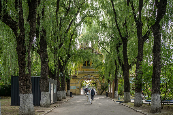 Надвратная колокольня (1932) со стороны парка развлечений. Сентябрь 2024. Фото Елизаветы Кириной