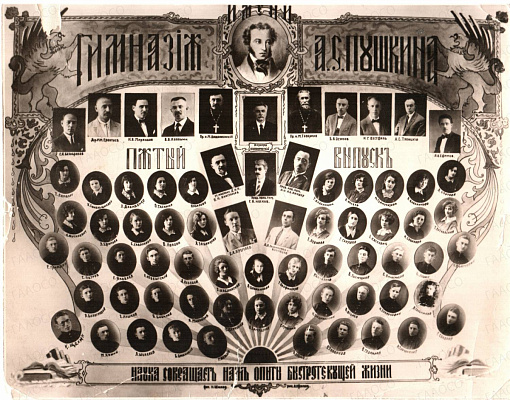 Пятый выпуск гимназии им. А.С. Пушкина. 1926. Источник: ГААОСО. Ф. Р-1. Оп. 2. Д. 25088. Л. 120. https://xn--80aah0car.xn--p1ai/?p=13143&page=4)