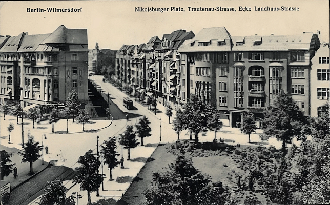 Никольсбургер Плац, перекресток Траутенауштрассе и Ландхаусштрассе. 1920-е. Почтовая открытка
